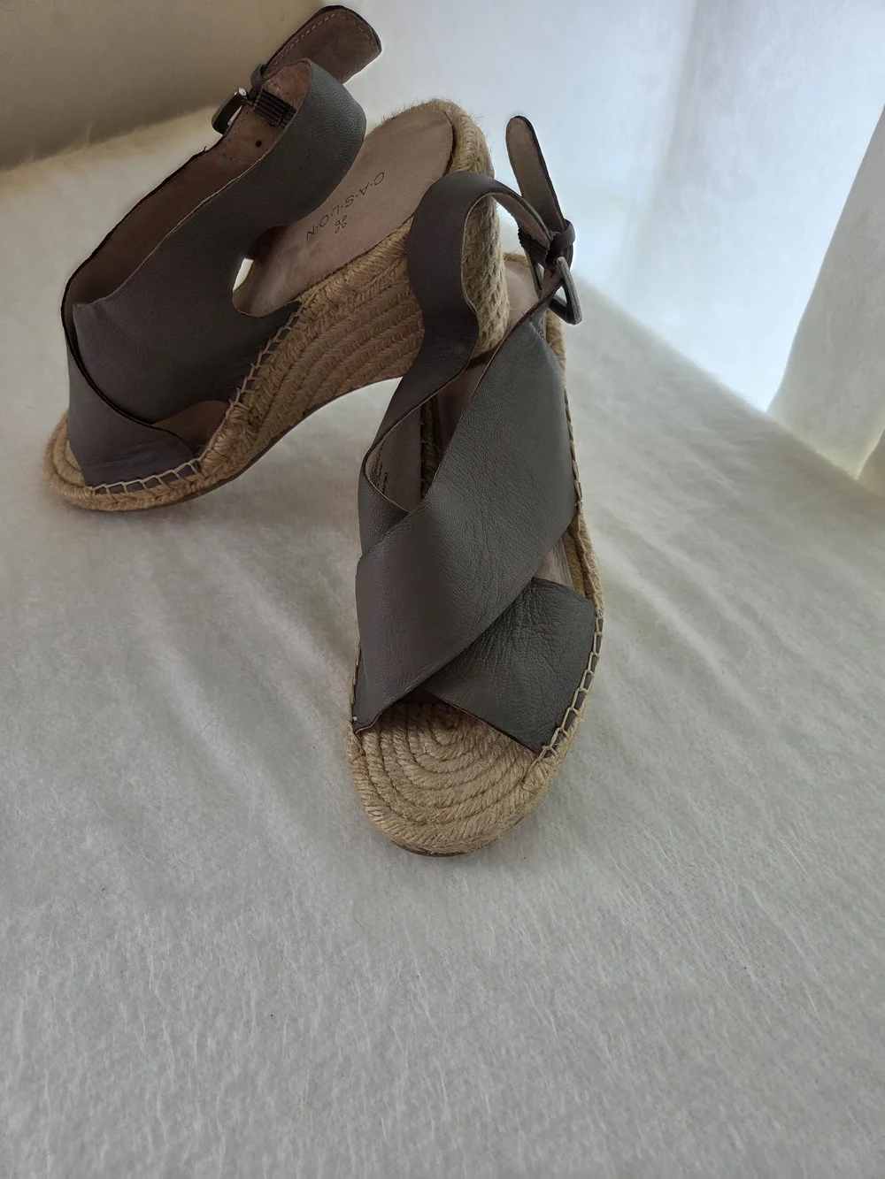 Nordstrom Taupe Gray Crisscross Espadrille Slingback Sandals Quality Leather